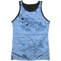 Star Trek Blue Print Black Back Mens Tank