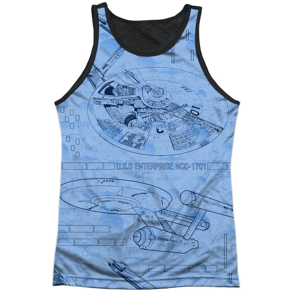 Star Trek Blue Print Black Back Mens Tank 1 Star Trek Blue Print Black Back Mens Tank