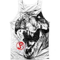 JURASSIC PARK T Rex Head 100% Poly Mens Tank