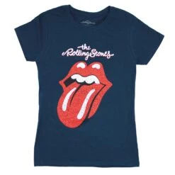 Cracked Logo & Tongue On Navy Blue Tee T-shirt