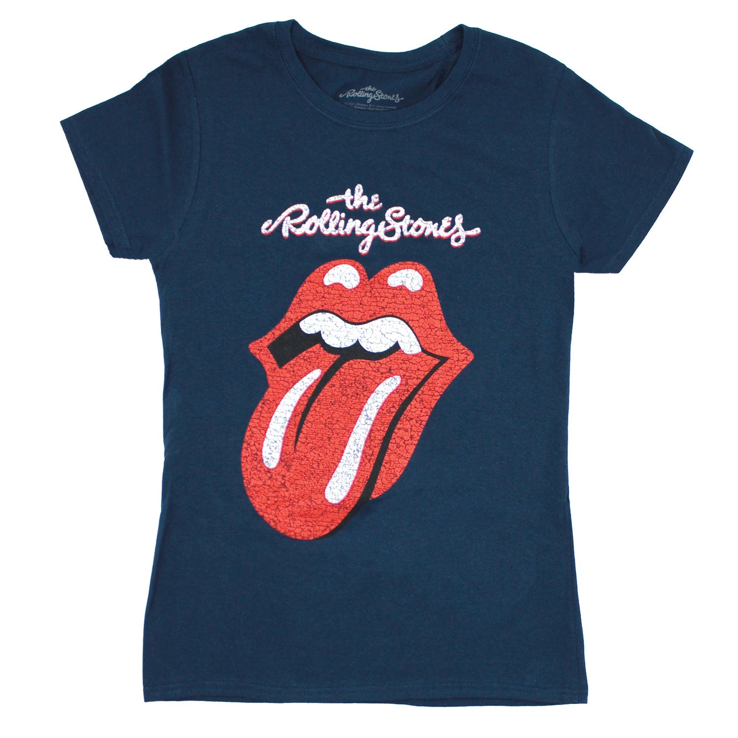 Cracked Logo & Tongue On Navy Blue Tee T-shirt 1 Cracked Logo & Tongue On Navy Blue Tee T-shirt