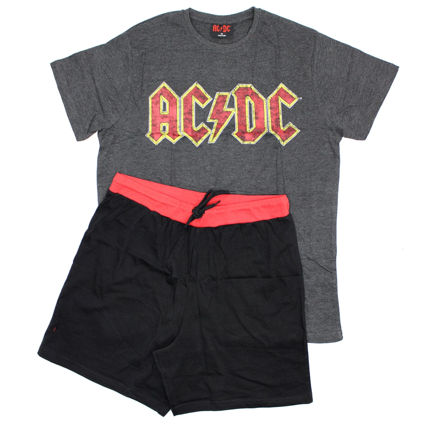 AC/DC Vintage Distressed Logo Tee & Shorts Set Sleepwear 1 AC/DC Vintage Distressed Logo Tee & Shorts Set Sleepwear